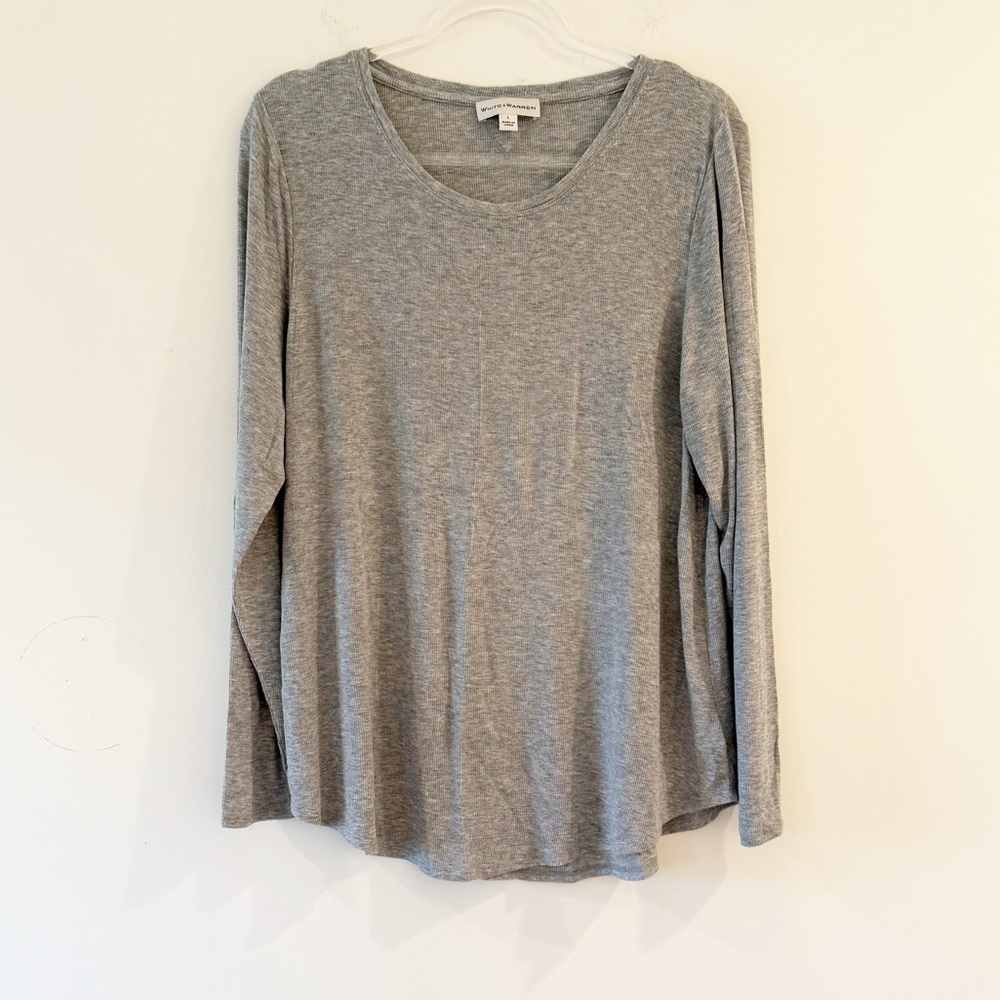 White + Warren Ribbed Long Sleeve Top